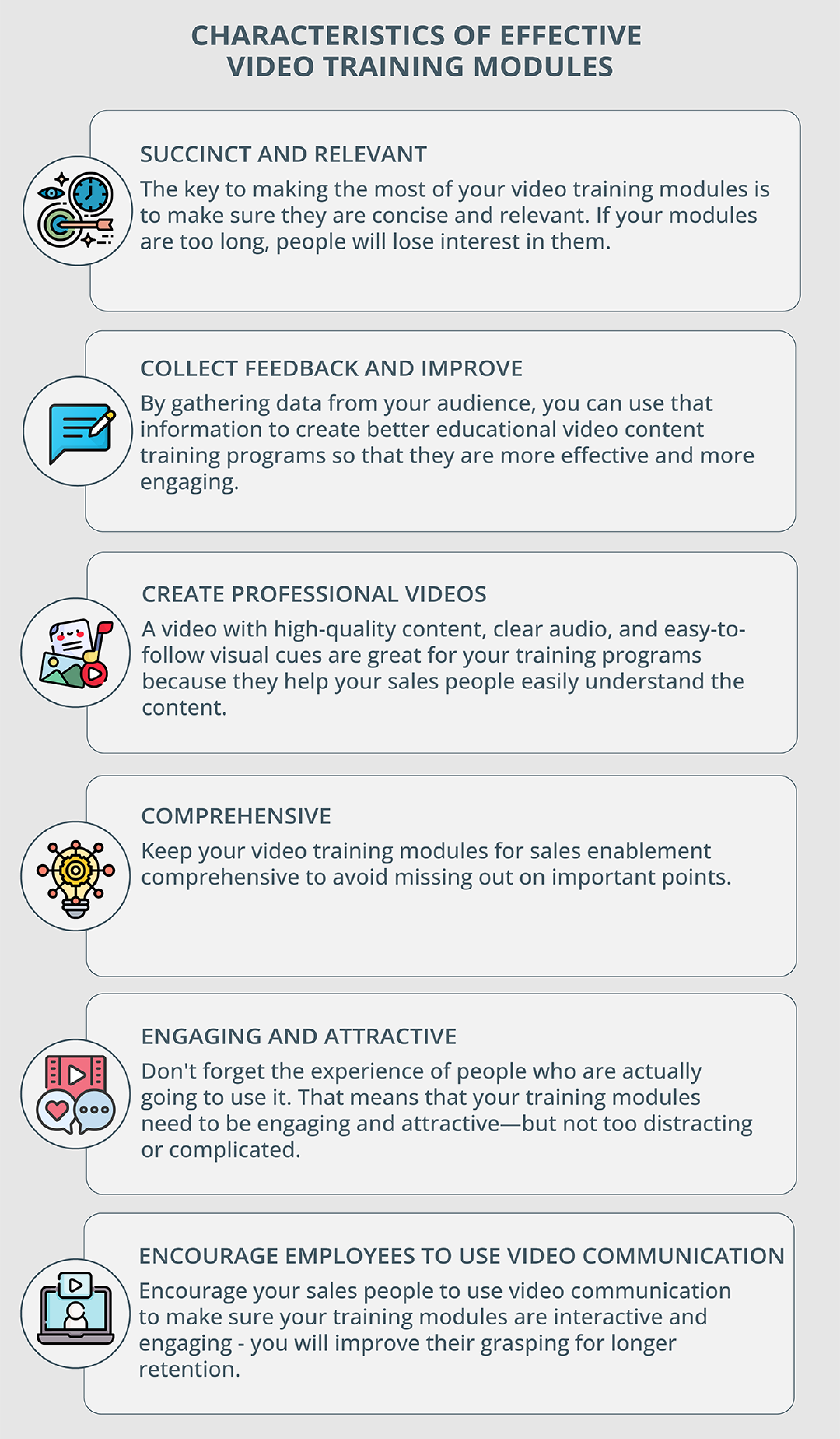 Characteristics of effective video training